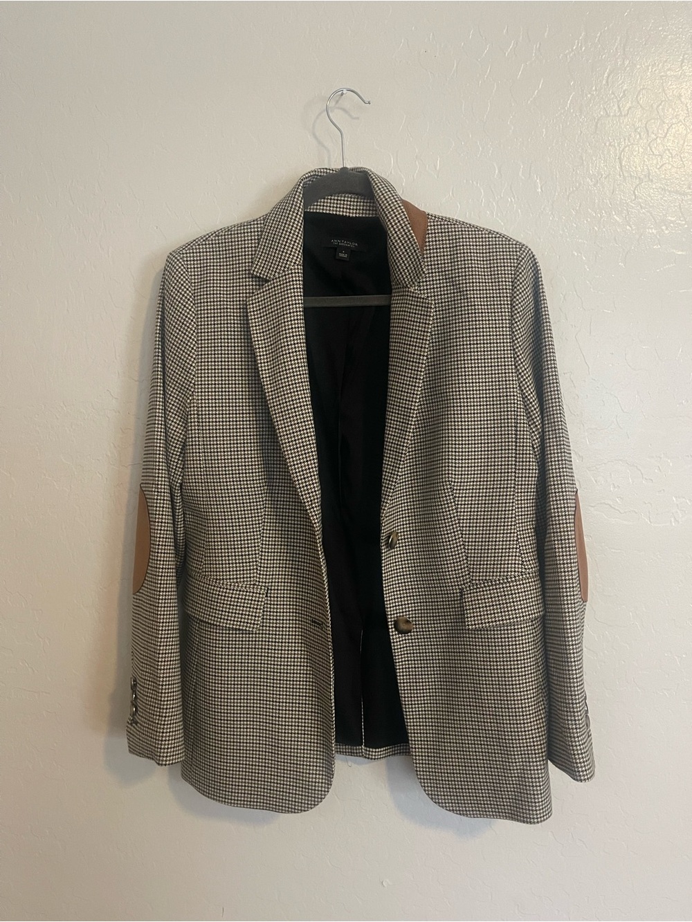 ann taylor houndstooth Blazer With Elbow Patches Size 6